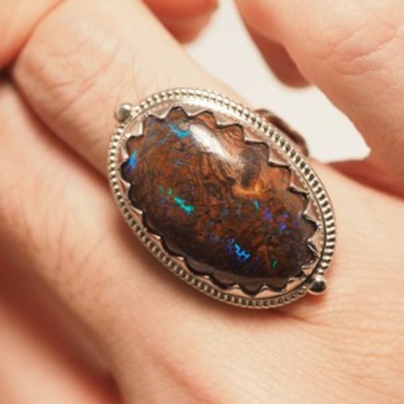 Boulder Opal Ring, Sterling Silver - Picture 1 of 6